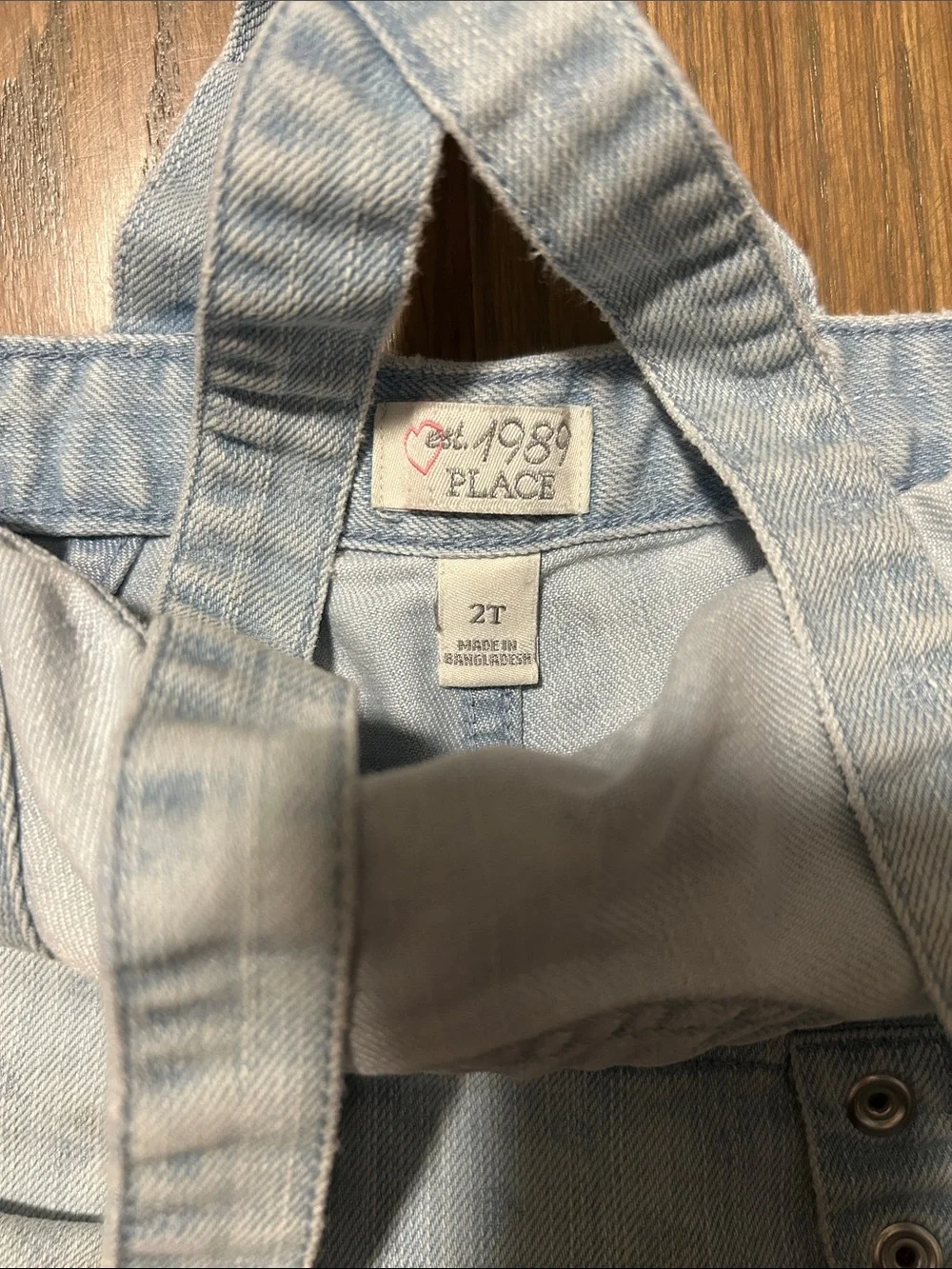 The Children's Place Light Wash Denim Short Overalls with Ruffle Pockets